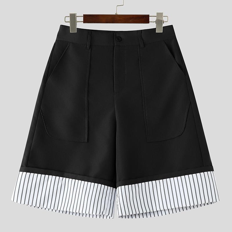 

INCERUN Мужские Шорты-полуштаны Свободного Кроя На Молнии С Полосатой Вставкой и Асимметричным Низ S чёрный