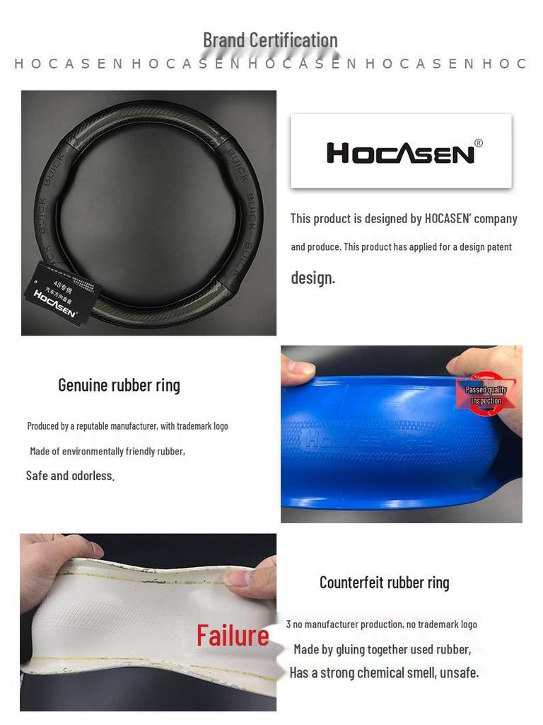 Buick Steering Wheel Cover for Envision, Regal, Excelle, Encore - Carbon Fiber Leather