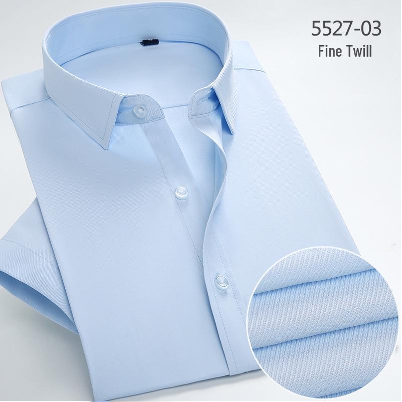 Men's Summer Striped Slim Fit Short-Sleeve Shirt - Professional & Casual Korean Style, White