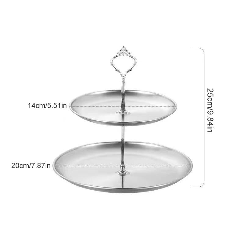 2/3Layer Stainless Steel Cake Tray, Cake, Snack Plate, Birthday, Wedding Party Dessert Stand, Table Dessert Display Stand 2 layer серебряный