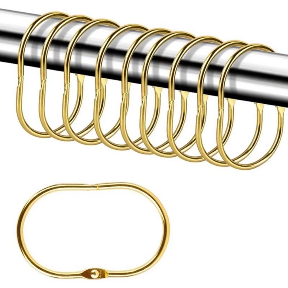 12pcs Oval Shower Curtain Hooks Rings Iron Gliding Hooks For Bathroom Curtains Rods
