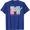 Klassisches T-Shirt mit neonfarbenem Batik-Logo und MTV-Grafik