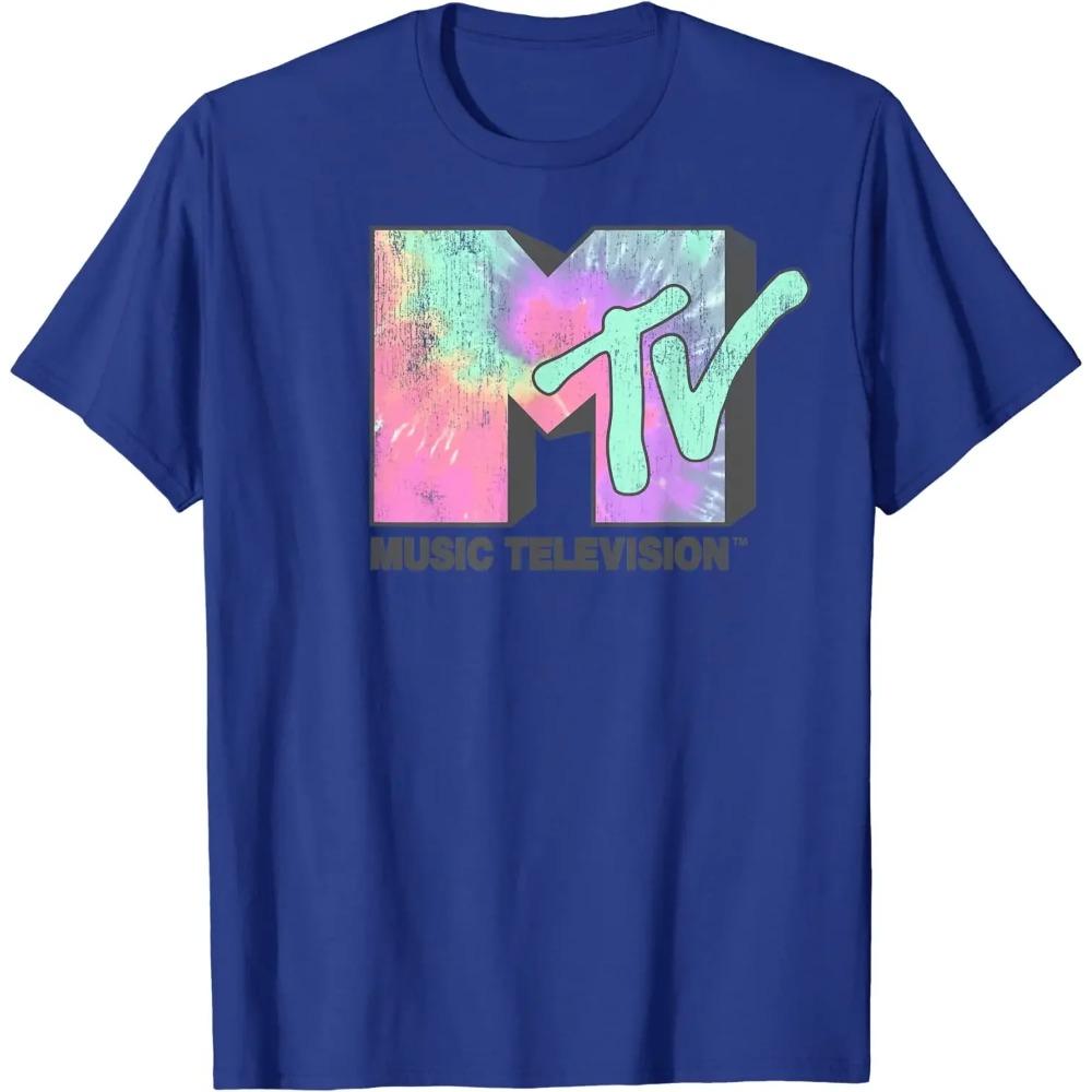 Camiseta Gráfica Clássica MTV Logo Neon Tie Dye