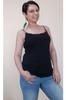 Women's Style Big Size T-Shirt Black Combed Cotton Viscose T-Shirt With Leopard Piping Detail And Rope Strap