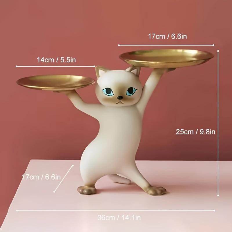 New Creative Sand Sculpture Cute Cat Entrance Key Holder Tray Premium Resin Decorative Home Organizer for Desktop - Ideal Gift