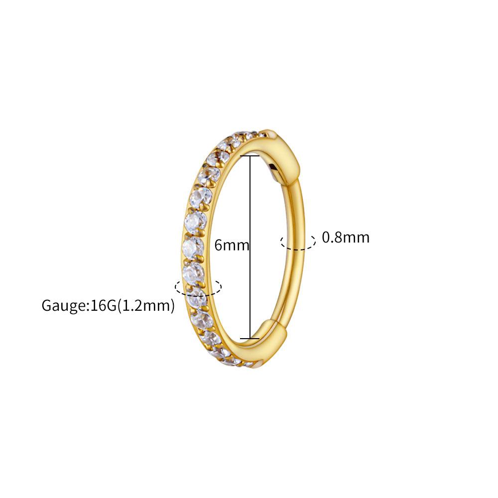 Rechter Großer ASTM F136 Titan Schlanker Huggie Creolen Ohrring 16G CZ Knorpel Helix Ohrläppchen Scharnier Ohrring Piercing Körperschmuck