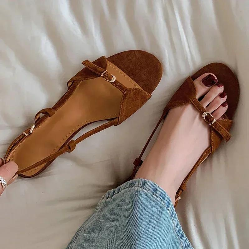 

Fashion Bohemian Style Summer Women Sandals Fashion Open Toe Flats Sandal Shoes Ladies Outdoor Beach Vaction Footwear 34 коричневый