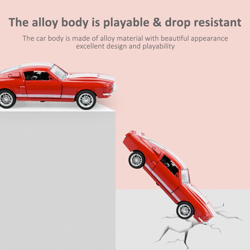 1/32 Scale Toy Car Model for Ford Mustang Vintage Alloy Diecast Car Model Classic Pull Back Car Replica for Kids Gift