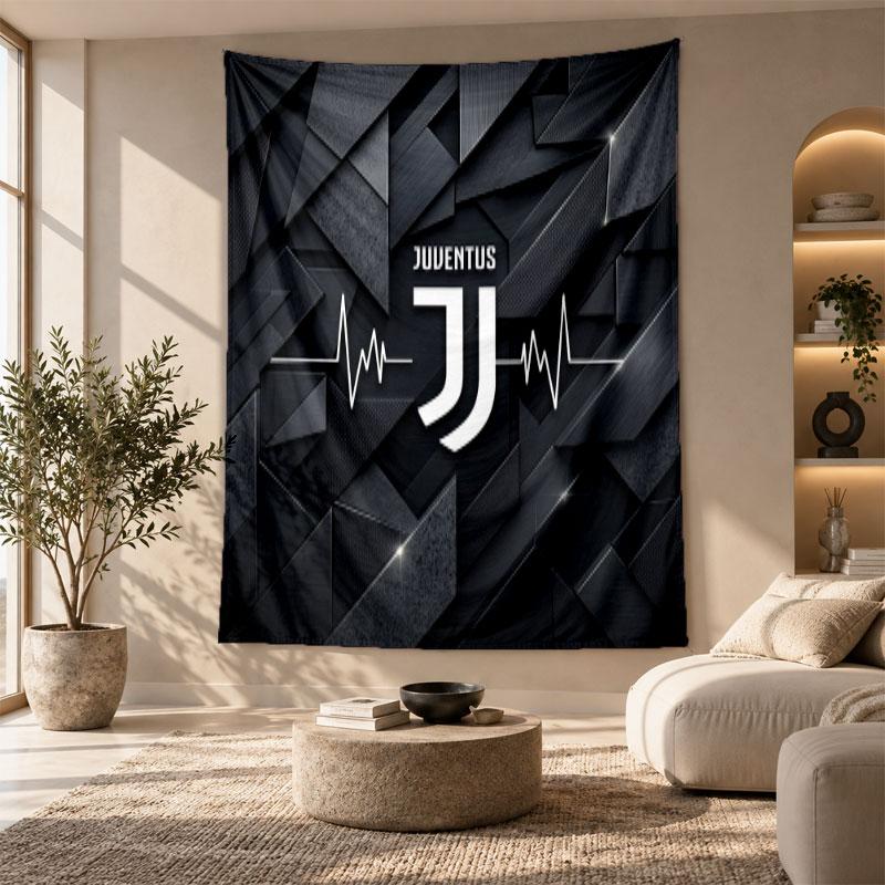 Arazzo Decorativo, Arte da Parete Stampato Juventus FC, Appeso da Parete Leggero per Sfondo Camera da Letto