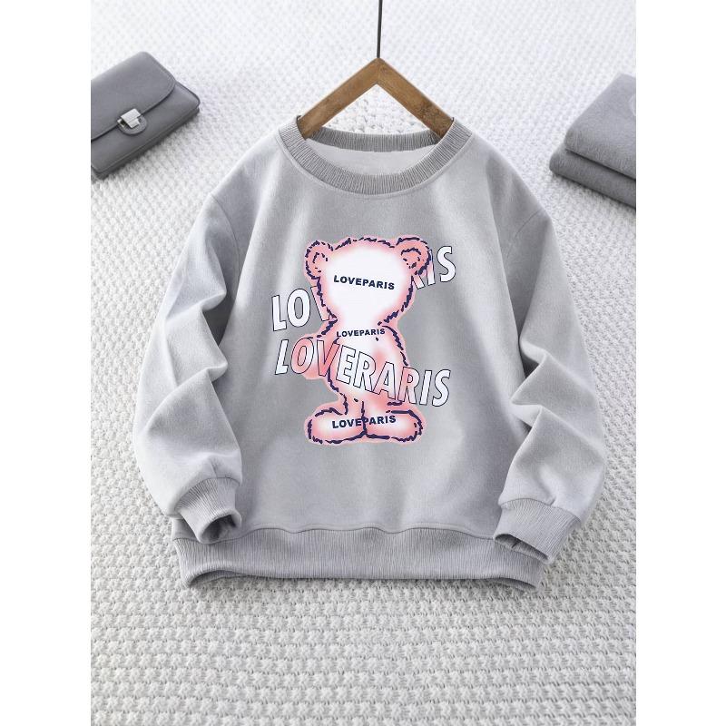 European Sizes Kids' Round Neck Sweatshirt Fashion Print Top