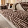 Anti Slip Sofa Cover Gray Flannel Sofas Cushion Gradient Color Stripes Sofa Cushion Pillowcase Thickened in Winter Couch Cover