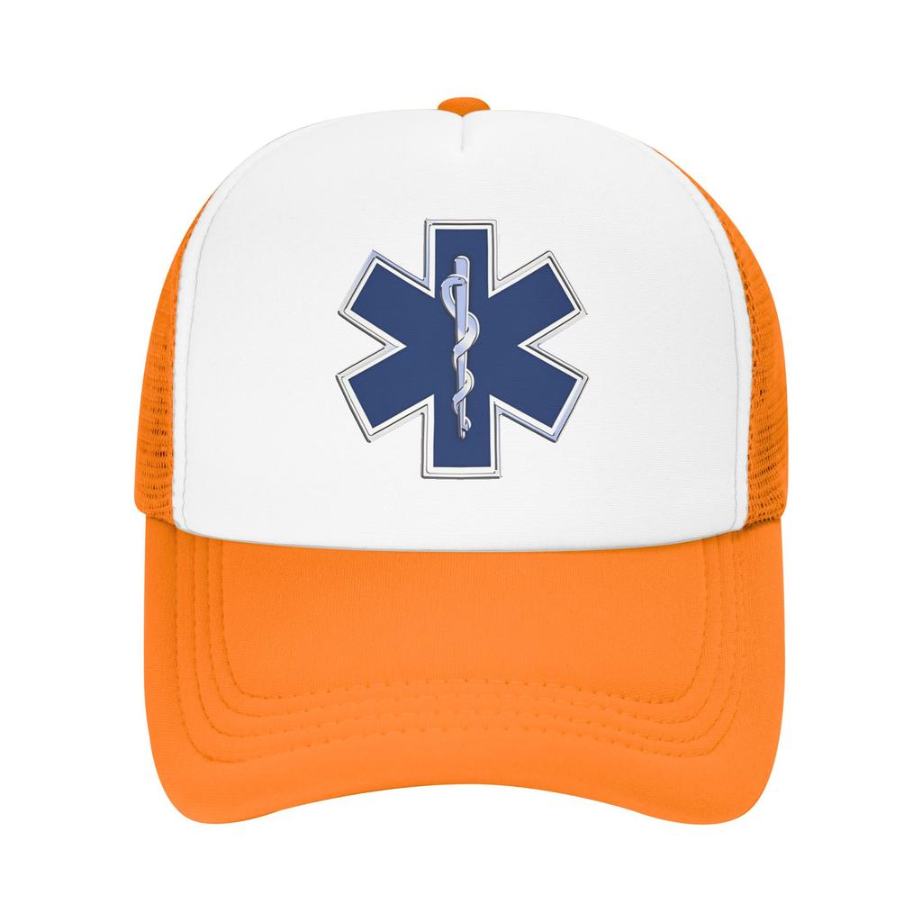 Paramedic Star Of Life  Sun Hats Healthcar Fashion Couple Women Mesh Trucker Hat Wholesale Design Kpop Rock Snapback Cap Gift