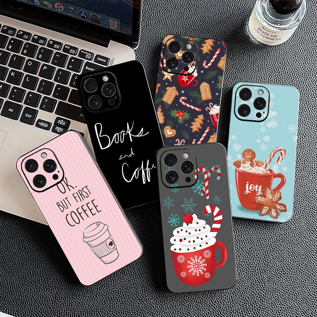 Cover for OPPO A80 A18 A16 A40 A17 A15 A38 A78 A79 A54 A57 A12 A60 5G 4G Casing Phone Case Christmas OK But First Coffee Book
