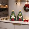 Lighted Resin Ornament for Desk Christmas Tree with Warm LED Lights, Festive Tabletop Decor Holiday Home Romantic Window Display Office Decoration,