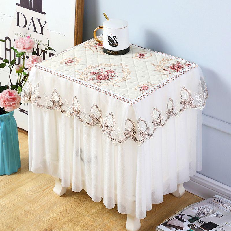 Thickened Bedside Table Cover Cloth Non Slip Dustproof Bedroom Nightstand Cover European Dust Cover Fabric Lace Set Cover