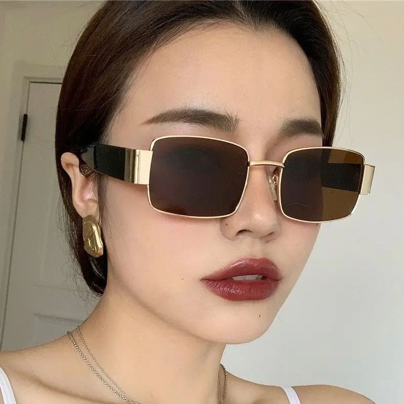Vintage INS Fashion Sunglasses Unisex  Designer Retro Rectangle Colorful Square Eyewear for Men And Women