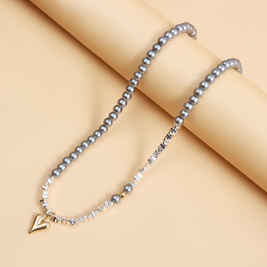 New Y2K Heart Beaded Necklace Women Boho Crystal Class Gravel Clavicle Chain Cool Y2K Choker Exquisite Fashion Jewelry