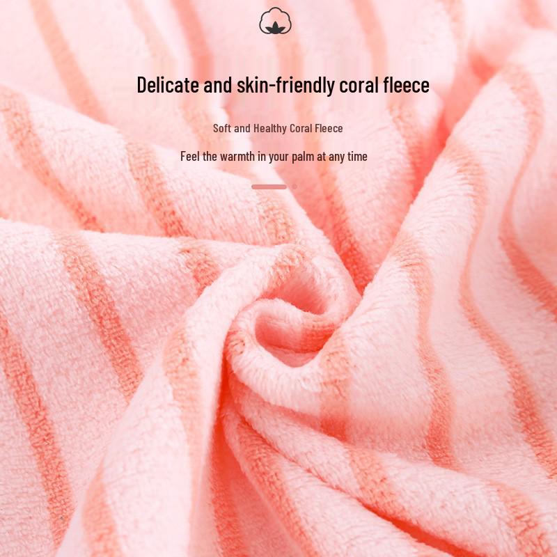 Antibacterial Striped Coral Fleece Face Towel - Gift & Cleaning Use