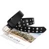 Womens Rock Punk Leather Belt With Rivet Eyelet Design For Streetwear Styles