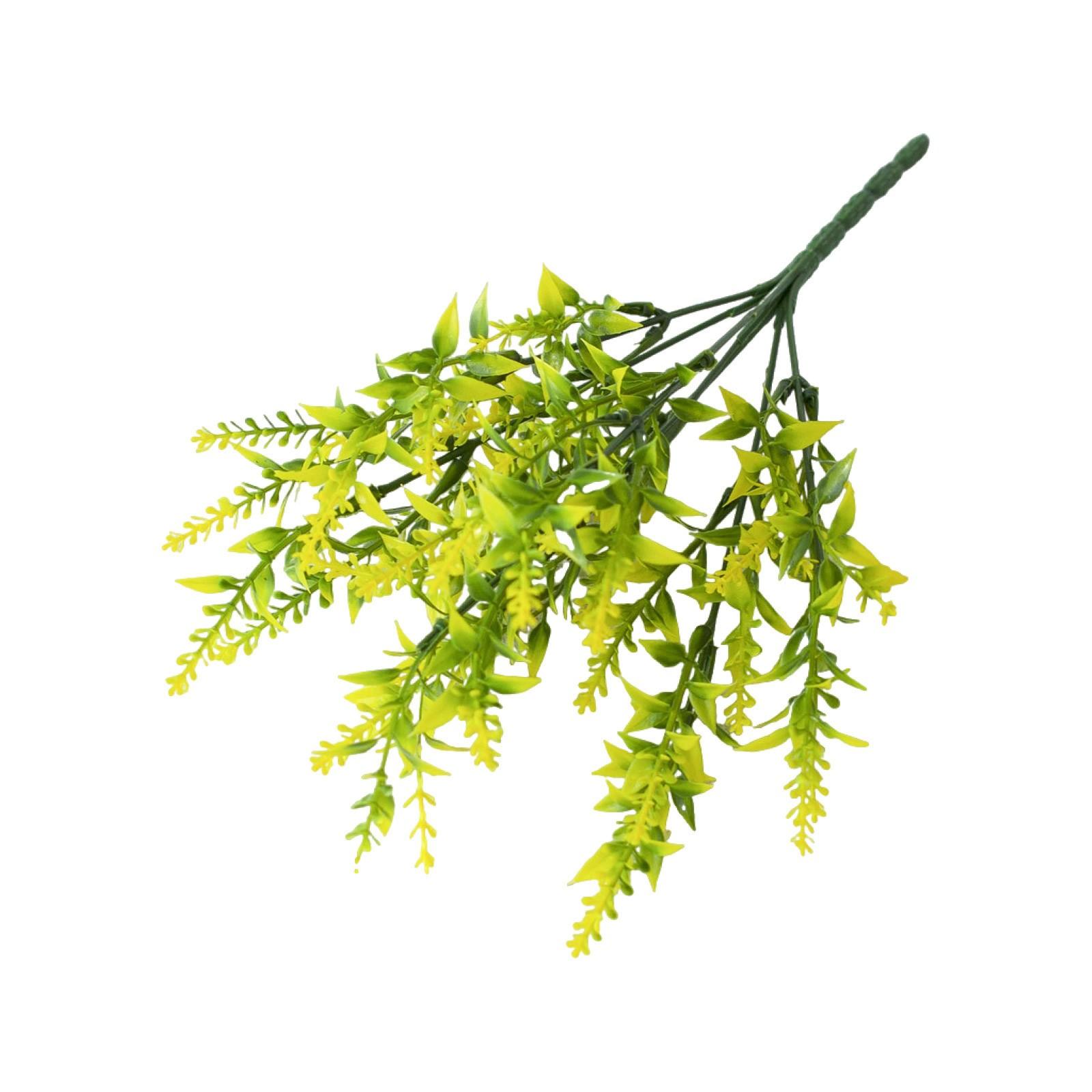 

12 пучков искусственных цветов лаванды, растения с 7 гибкими стеблями, 14-дюймовые устойчивые к ультрафиолетовому излучению искусственные уличные пластиковые растения One Size жёлтый