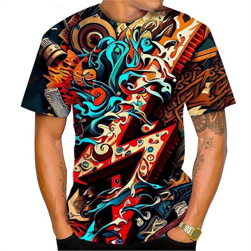 

Футболки с 3D-принтом с граффити, оверсайз, хип-хоп, летние, крутые, повседневные, популярные, мужские футболки с коротким рукавом 5XL