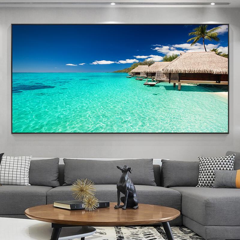 

Мальдивские острова, холст, картина, натуральный морской пейзаж, деревянный мост, постеры, пейзажные принты для гостиной, домашний декор, Куадрос 20x40cm No Framed