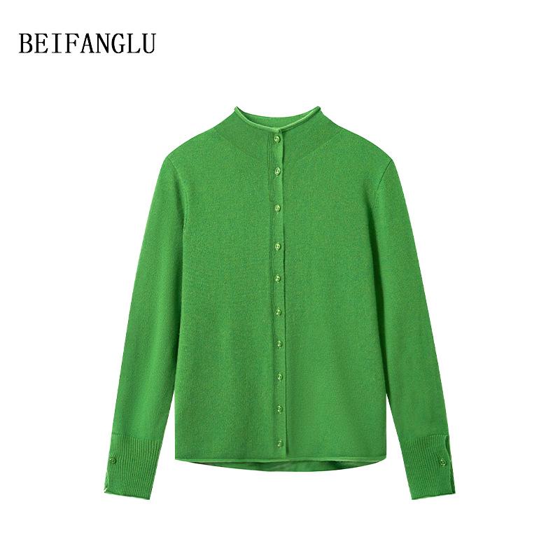 Northern Deer Women's High Neck Lamb Wool Knitwear - Light Luxury, Solid Color, French Simple Style