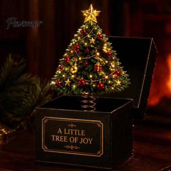 Festive Holiday Decorations Christmas Magic Gift Box, Spring-Loaded Pop-Up 3D Santa Small Presents Claus Snowman Angel Elk Trick Box for Xmas Parties,