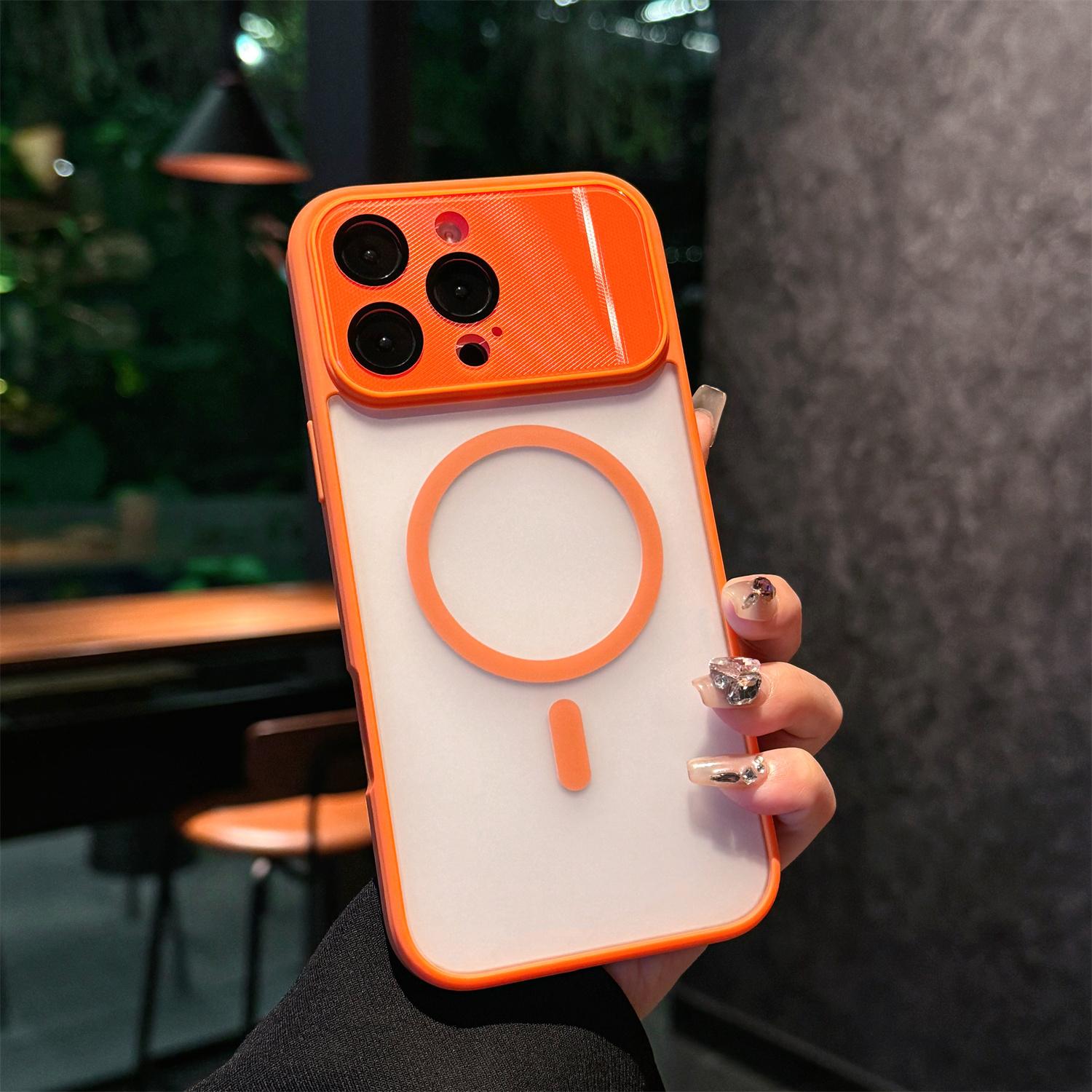 

Високоякісний Для iPhone 17Air 16 15 14 13 12 Pro Max Ударостійкий Матовий Жорсткий Чохол Захист Скляної Лінзи Для MagSafe Магнітний Чохол For iphone 12 помаранчевий