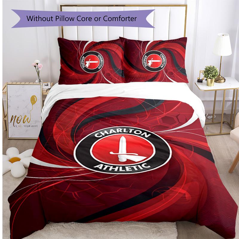Charlton Athletic FC Ensemble de literie imprimé 3 pièces Housse de couette respirante avec taies d'oreiller Linge de lit décoratif pour chambre à coucher Maison