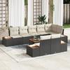 VidaXL 9-Piece Garden Sofa Set with Cushions Black Poly Rattan Acacia 3348113