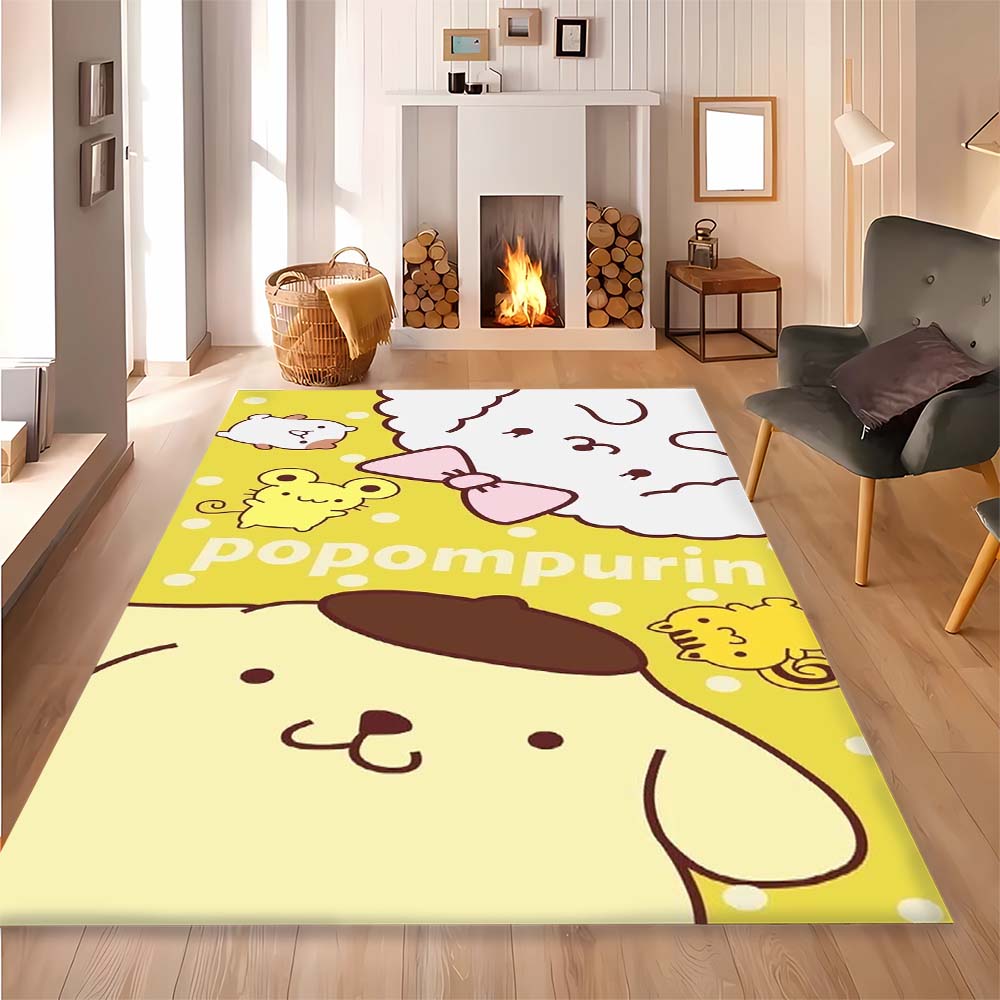 Cute Pompom Dog print decorative rug, perfect for the bedroom, bedside, doorway, or living room as a housewarming gift.