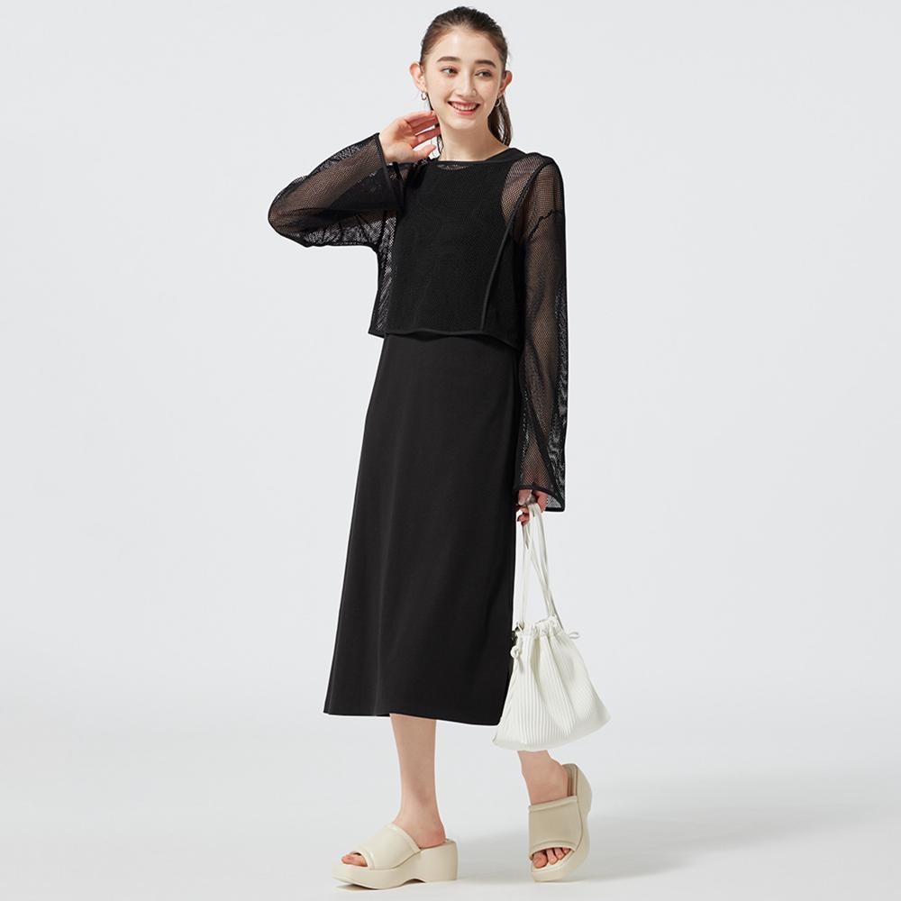 

комплектное платье из сетки GU без рукавов