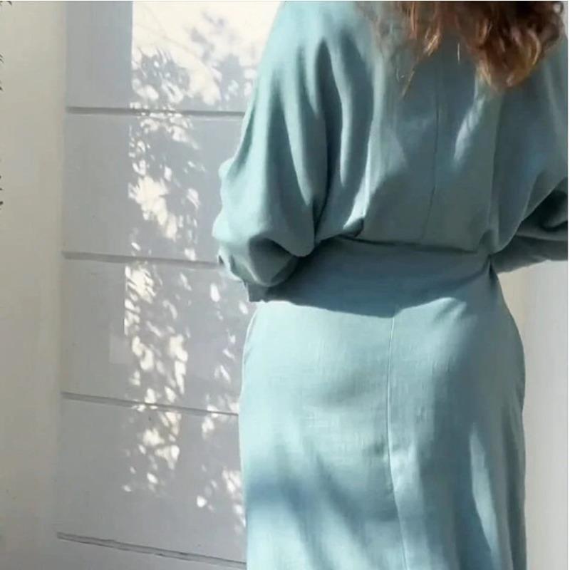 Autumn Temperament Slim Fit Lazy Style Dresses Solid Color Long Sleeved Women's Dresses