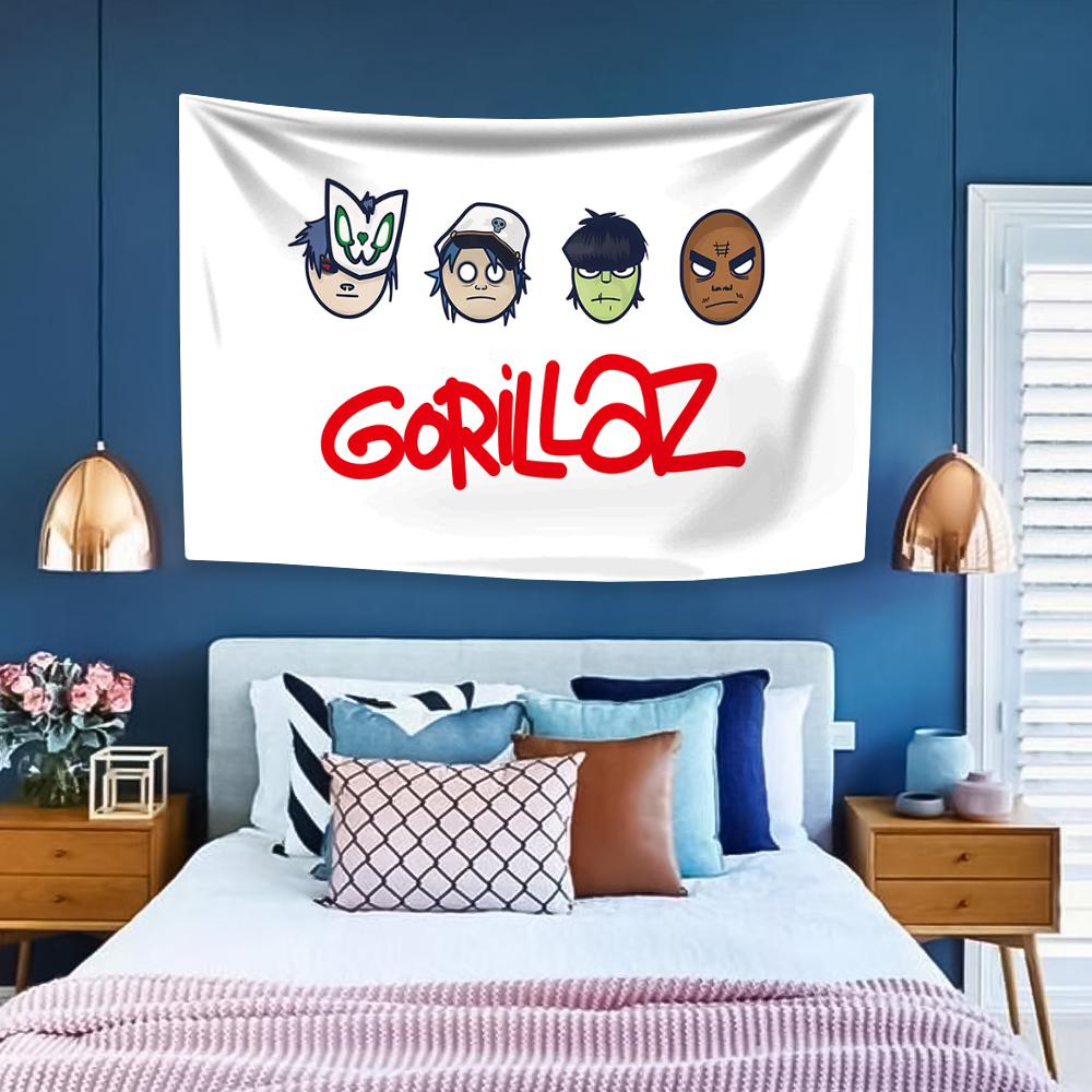 

Музичний гурт Gorillaz Гобелен Поп-рок Домашній декор Великий тканинний настінний килим Покривало для спальні гуртожитку Фон Диванна ковдра 29x37in