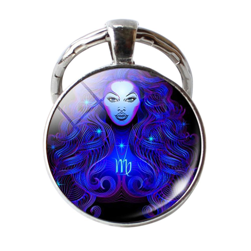 

1 Pcs Key Chain 12 Constellation Zodiac Sign Pendant Double Face Keyring Key Holder Bag Accessories Red