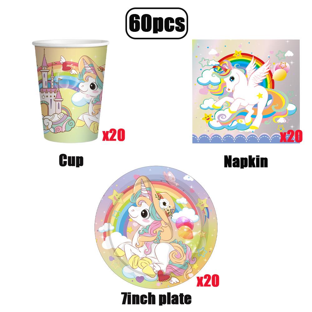 Cartoon Rainbow Unicorn Birthday Decoration Balloon Unicorn Plate Tablecloth Cake Decoration Party Supplies Birthday Gift