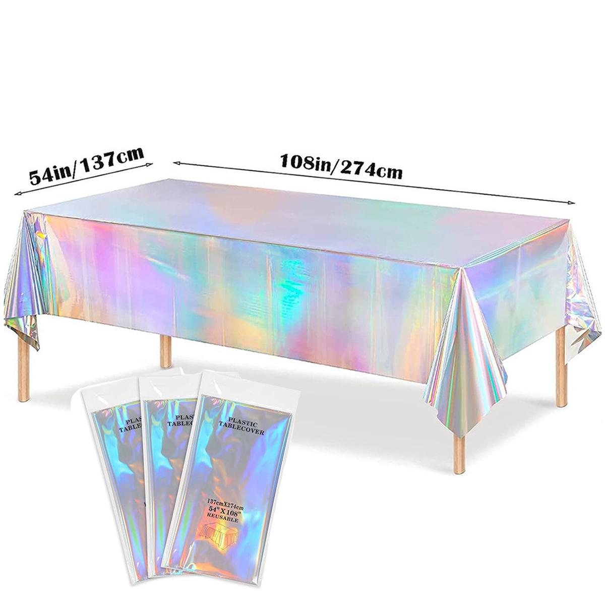 

3pcs Waterproof and Oilproof Disposable Tablecloth Holiday Birthday Party Laser Tablecloth Atmospheric Decorative Tablecloth