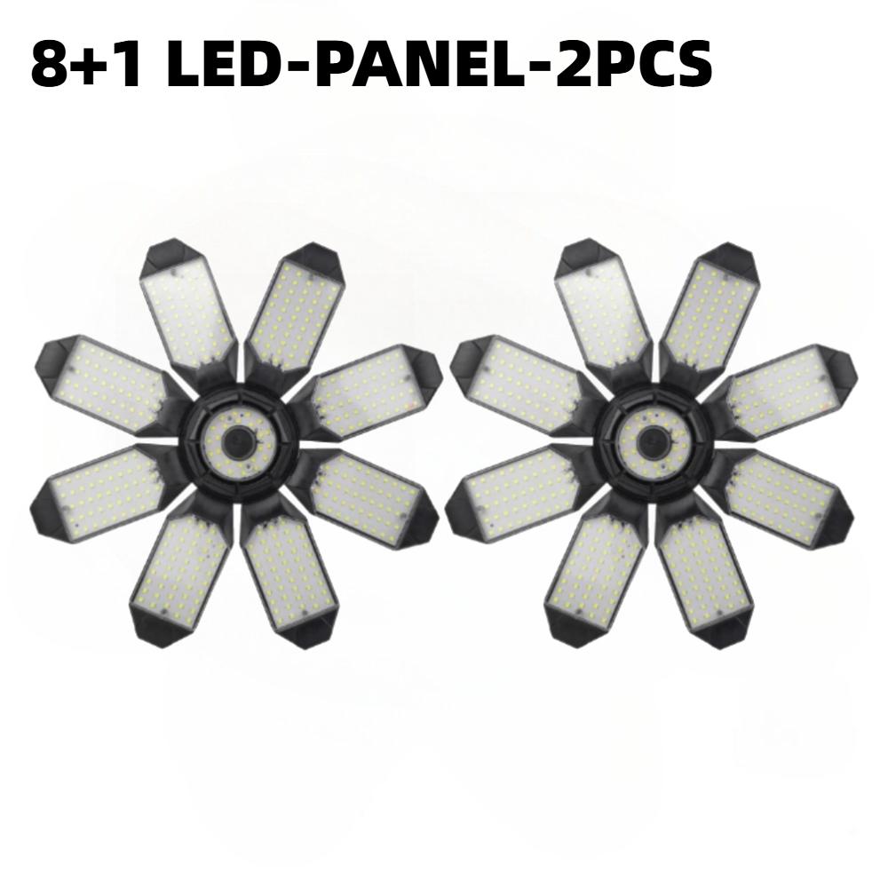 200W Mocna lampa garażowa LED Składane żarówki LED E27 Regulowana lampa sufitowa wielopanelowa do oświetlenia warsztatu i magazynu