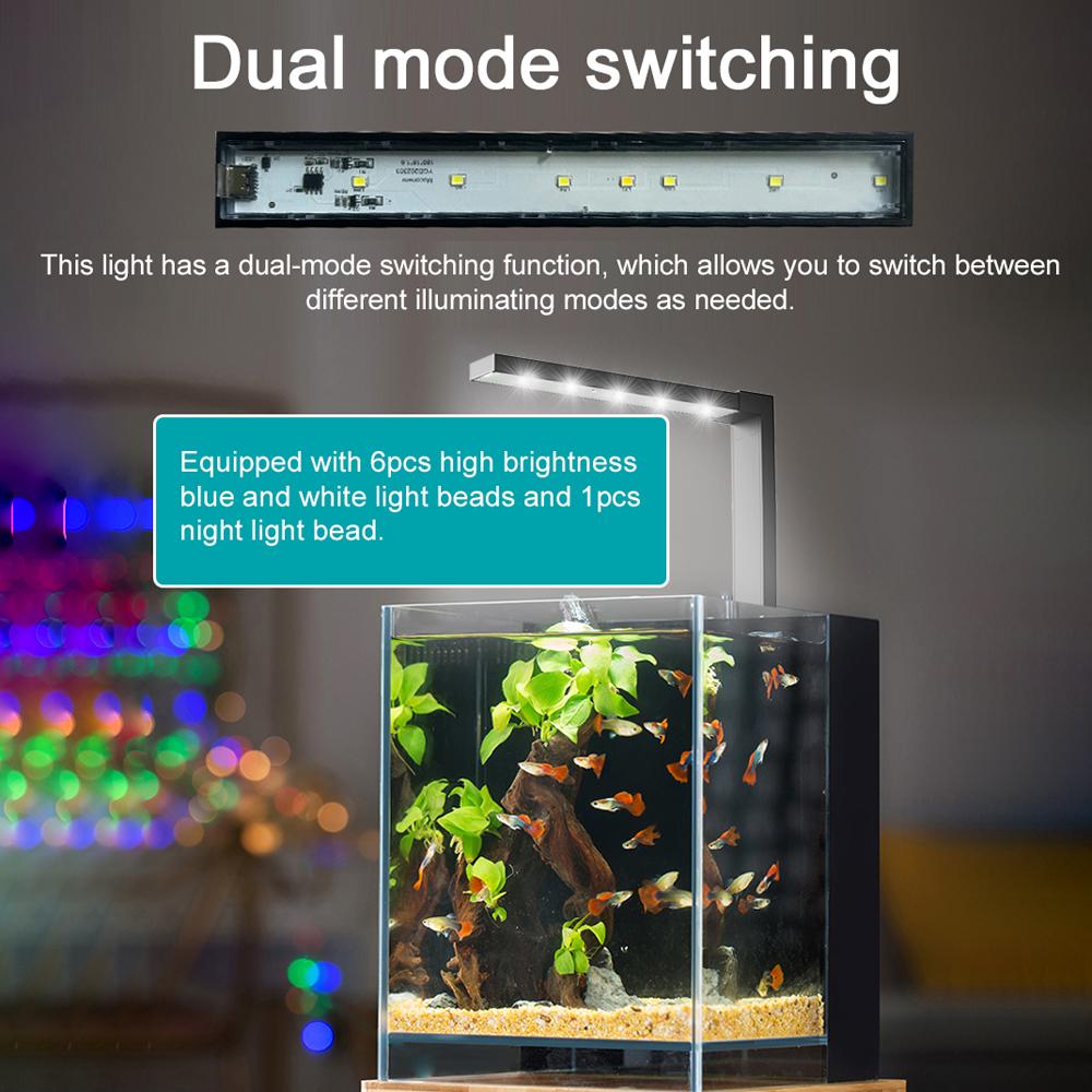 ABS Small Fish Bowl LED Light Desktop Aquarium Algae Aquatic Plants Light Dual Mode Switching Aquarium Fill Light Three