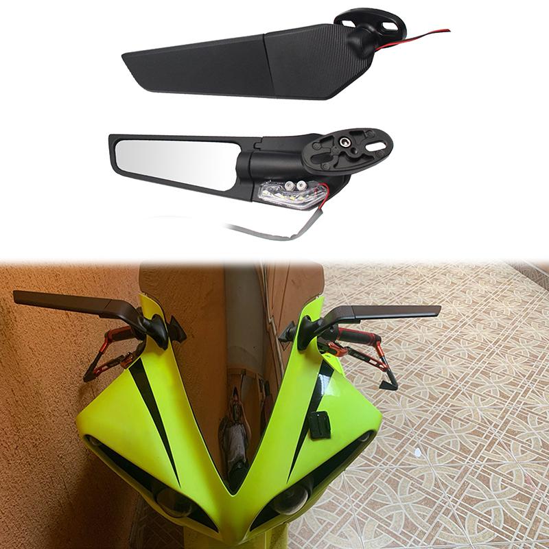 2pcs Universal Motorcycle Mirrors Modified Wind Wing Adjustable Rotating Rearview Mirror for Kawasaki Yamaha Honda Ducati