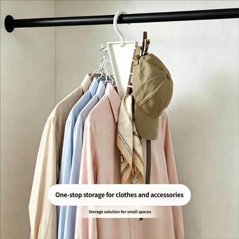 White Plastic Angled Hanger Holder for Closet Storage, Double Sided Rack for Scarves Belts and Daily Closet Rod Use