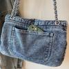 Vintage Denim Shoulder Bag Women's Large Capacity Chain Crossbody Bag