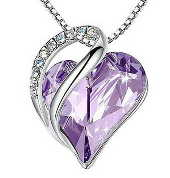 Heart-Shaped Geometric Birthstone Necklace for Women – European and American Style