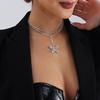 Cross-Border Jewelry, Sweet And Cool Rhinestone Claw Chain Bow Pendant Necklace, Full Diamond Shiny Sexy Spice Girl Necklace.