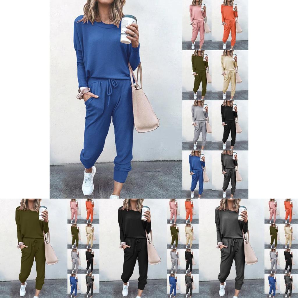 Women Tracksuit Set With Solid Color Hoodie And Pants Comfortable Loungewear For Daily Use
