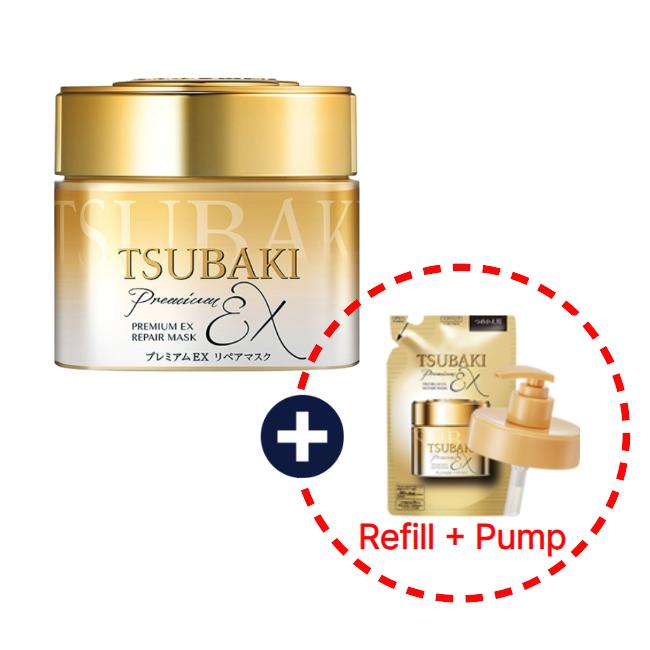 Tsubaki Premium EX Repair Mask 180g OR 180g+150g Refill with Pump (4 Options)