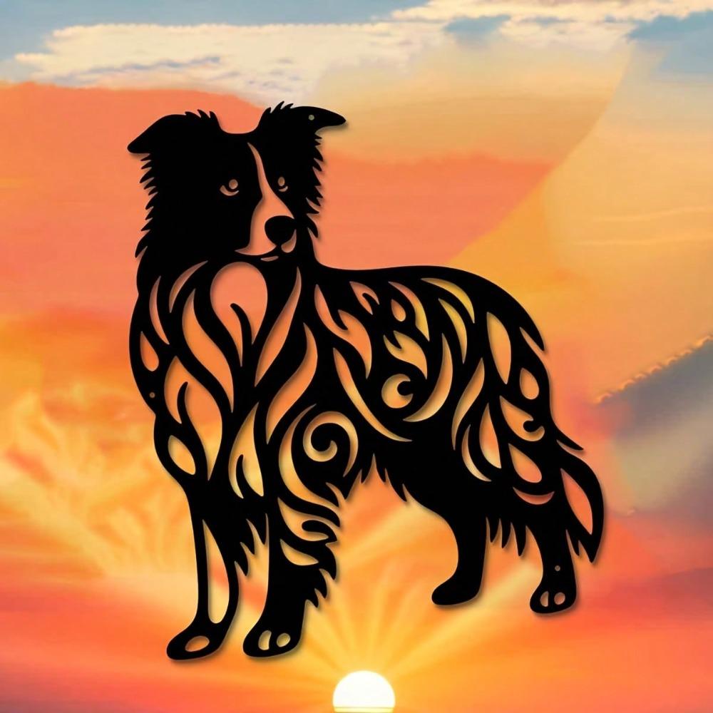 German Shepherd Metal Wall Art Black and White Indoor Outdoor Decor with Base Dog Lover Gift Garden Patio Home Decor Iron Craft