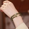 Green Sandalwood Bracelet for Women, Genuine Hetian Jade Gourd, Natural and Exquisitely Beautiful Niche Beaded Bracelet