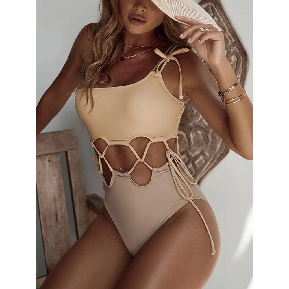 

Sexy High Cut One Shoulder Women Swimwear One Piece Swimsuit Female Slim Monokini Hollow Out Bather Bathing Suit Swim Bodysuit L